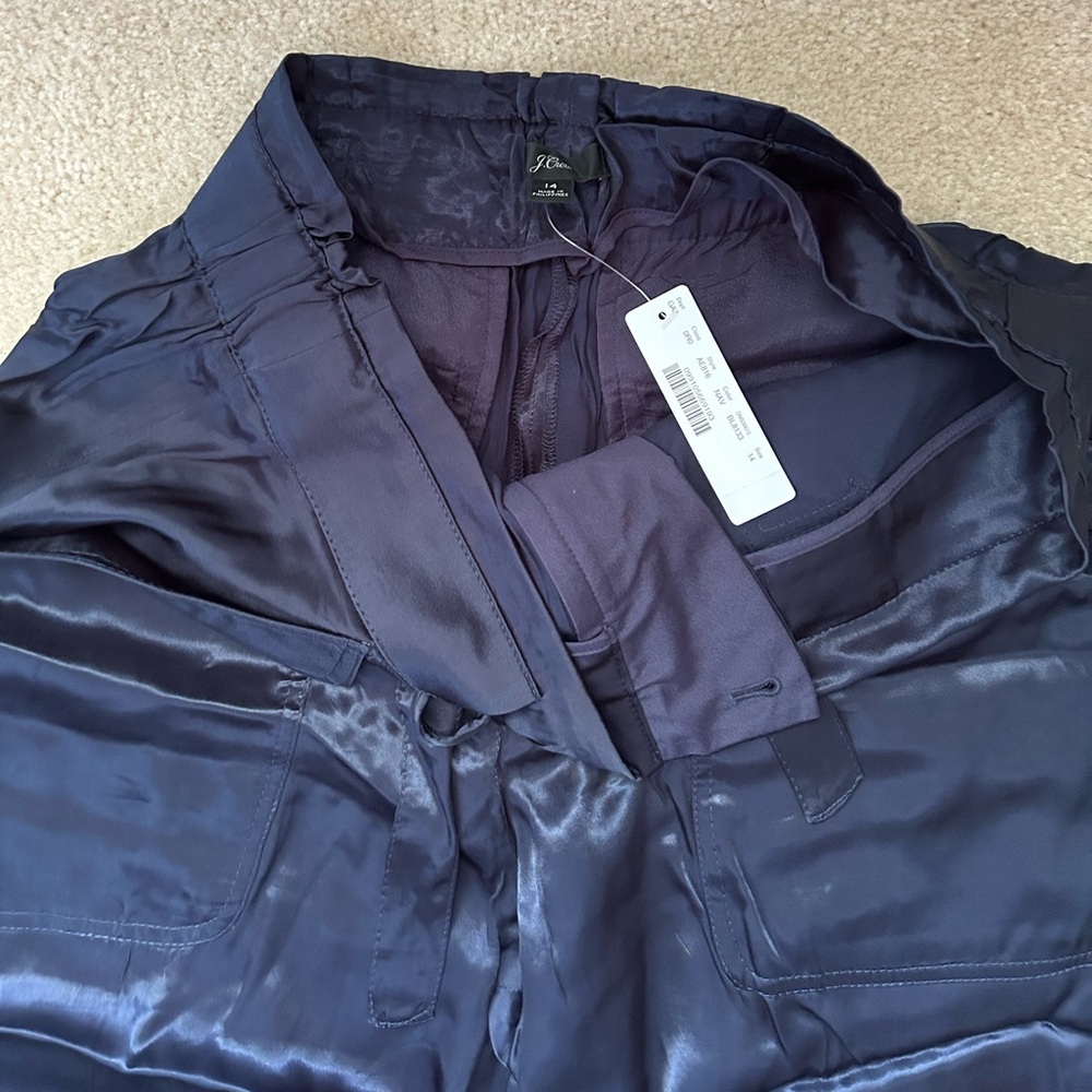 J. Crew Navy Satin Cargo Pants - Picture 3 of 5